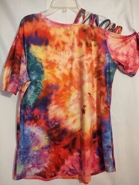 Tie-Dye Cold-Shoulder Women's Top - Multicolor